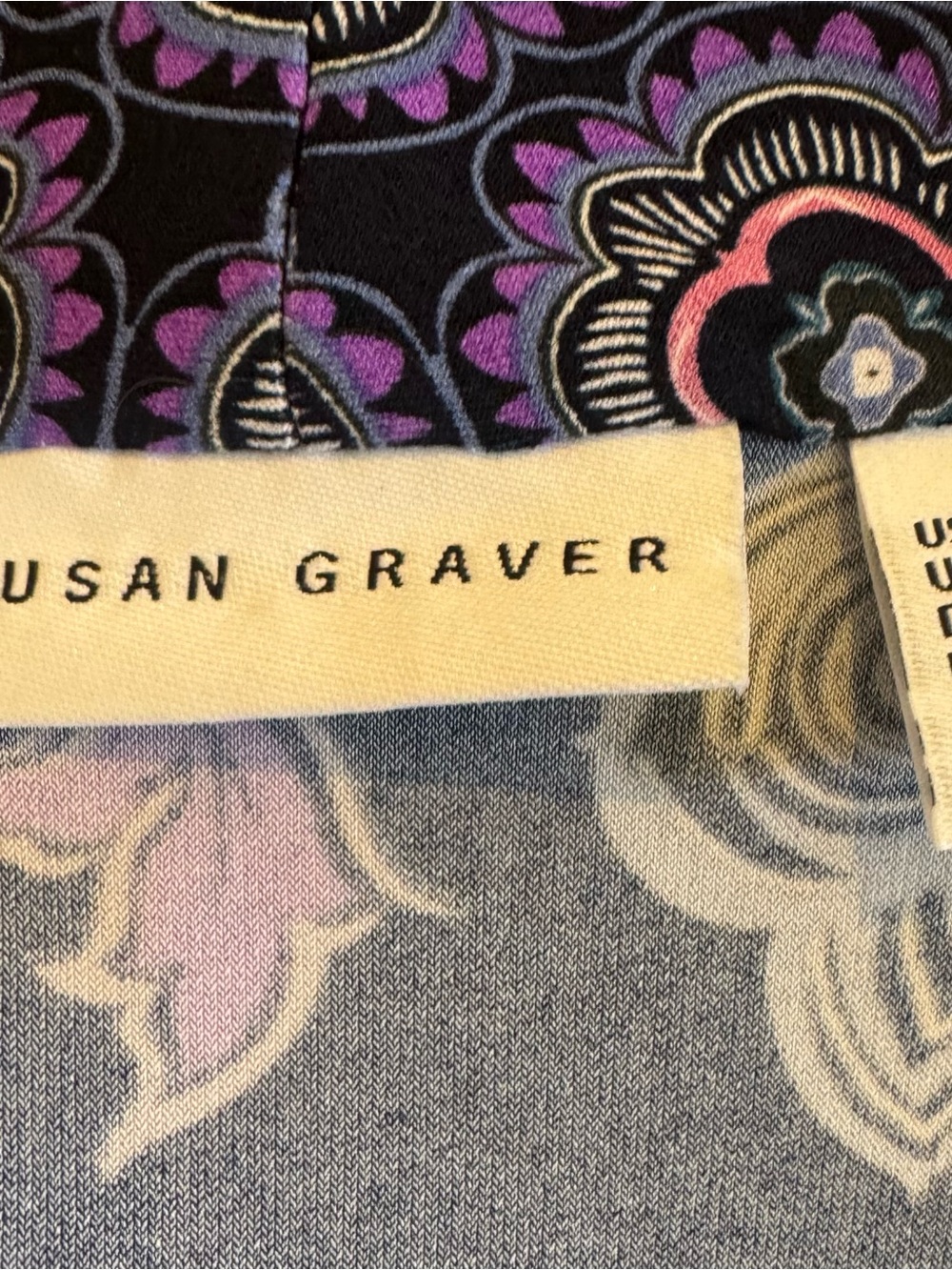 Susan Graver Navy Floral Open-Front Kimono with Purple Accents - Picture 4 of 4